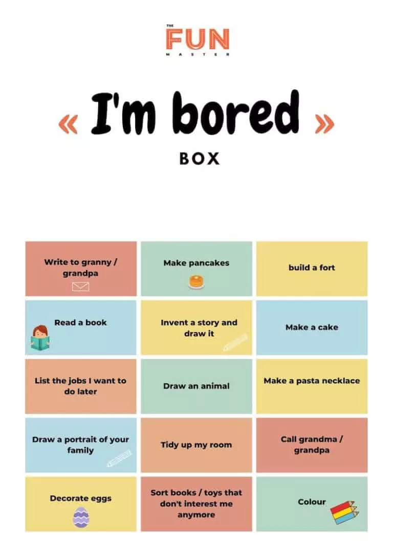 60 answers to I'm bored” - Free printable full of kids activities to do at  home - The Fun Master